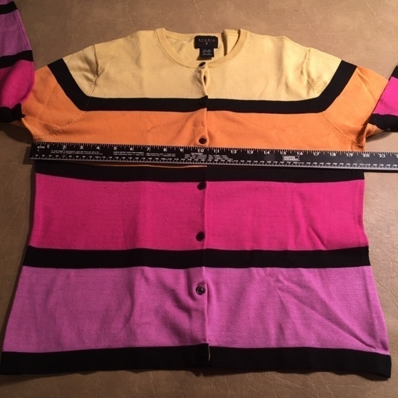 STUDIO G Spring Summer COLORBLOCK Cardigan, Pre-owned, Size L - Picture 4 of 8